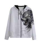 Men's Zip Up Hoodie Wolf Artwork