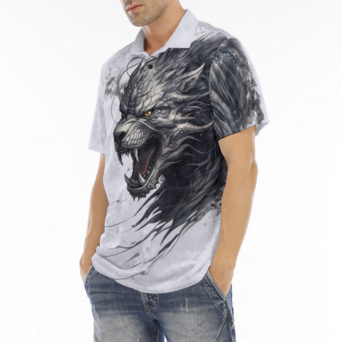 Men's Polo Shirt Wolf Artwork