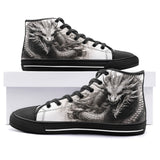 High-Top Canvas Shoes Dragon Drawing Black and White