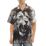 Hawaiian Shirt Watercolor Lion Black and White