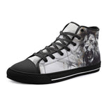 High-Top Canvas Shoes Watercolor Lion Black and White