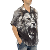 Hawaiian Shirt Watercolor Lion Black and White