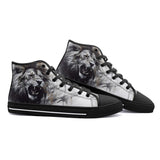 High-Top Canvas Shoes Watercolor Lion Black and White