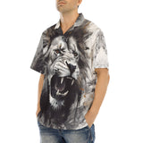 Hawaiian Shirt Watercolor Lion Black and White