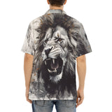 Hawaiian Shirt Watercolor Lion Black and White