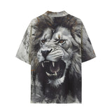 Hawaiian Shirt Watercolor Lion Black and White