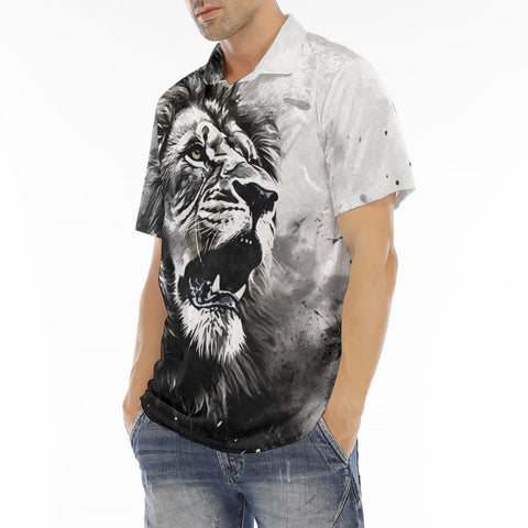 Men's Polo Shirt Lion Painting Art