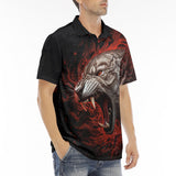 Men's Polo Shirt Fantasy Tiger with Flames