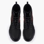 Casual Leather Chunky Boots Fantasy Tiger with Flames