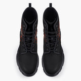 Casual Leather Chunky Boots Fantasy Tiger with Flames