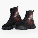 Casual Leather Chunky Boots Fantasy Tiger with Flames