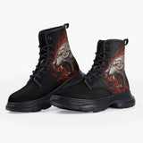 Casual Leather Chunky Boots Fantasy Tiger with Flames