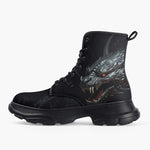 Casual Leather Chunky Boots Dark Angry Dragon