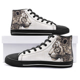 High-Top Canvas Shoes Steampunk Tiger Gears Wheel Wires