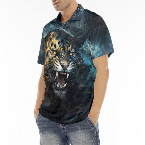 Men's Polo Shirt Brushwork Tiger Art