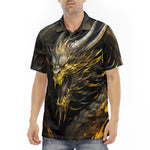 Men's Polo Shirt Golden Dragon with Fire