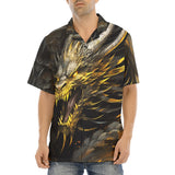 Hawaiian Shirt Golden Dragon with Fire