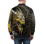 Bomber Jacket Golden Dragon with Fire