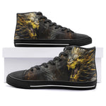 High-Top Canvas Shoes Golden Dragon with Fire