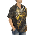 Hawaiian Shirt Golden Dragon with Fire