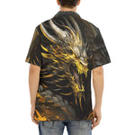 Hawaiian Shirt Golden Dragon with Fire