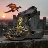 Classic Clogs Golden Dragon with Fire