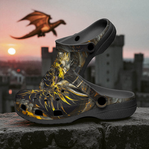 Classic Clogs Golden Dragon with Fire