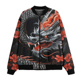 Bomber Jacket Chinese Dragon with Blossoms