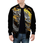 Bomber Jacket Chinese Dragon Black Gold Graphic