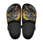 Classic Clogs Chinese Dragon Black Gold Graphic