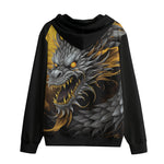 Men's Zip Up Hoodie Chinese Dragon Black Gold Graphic