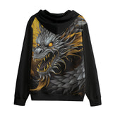 Men's Zip Up Hoodie Chinese Dragon Black Gold Graphic