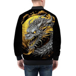 Bomber Jacket Chinese Dragon Black Gold Graphic