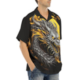 Hawaiian Shirt Chinese Dragon Black Gold Graphic