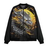 Bomber Jacket Chinese Dragon Black Gold Graphic