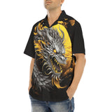 Hawaiian Shirt Chinese Dragon Black Gold Graphic