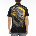 Men's Polo Shirt Chinese Dragon Black Gold Graphic
