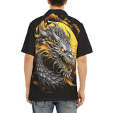 Hawaiian Shirt Chinese Dragon Black Gold Graphic