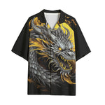 Hawaiian Shirt Chinese Dragon Black Gold Graphic