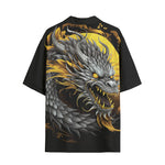 Hawaiian Shirt Chinese Dragon Black Gold Graphic