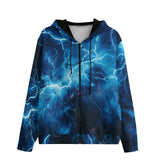 Men's Zip Up Hoodie Blue Lightnings