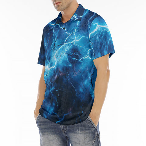 Men's Polo Shirt Blue Lightnings