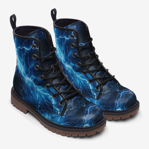 Leather Boots Blue Lightnings