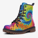 Leather Boots Tie Dye Rainbow