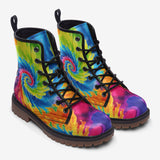 Leather Boots Tie Dye Rainbow