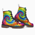 Leather Boots Tie Dye Rainbow