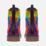 Leather Boots Tie Dye Rainbow