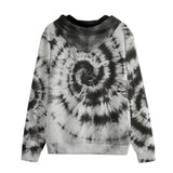 Men's Zip Up Hoodie Tie Dye Black and White