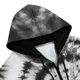 Men's Zip Up Hoodie Tie Dye Black and White