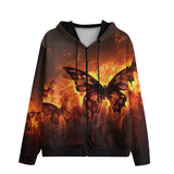 Men's Zip Up Hoodie Fire Butterflies